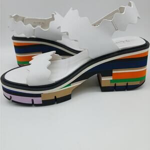Homers Leather Fornells Wedge Platform Sandals White Size 36 US 6 Made in Spain